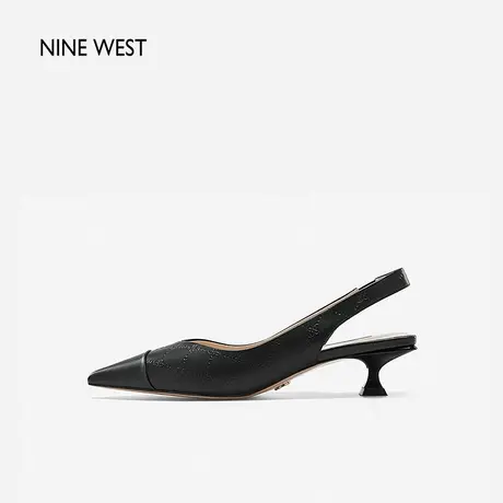 Nine West/玖熙包头凉鞋女春夏季新款猫跟尖头中跟通勤高跟女鞋图片
