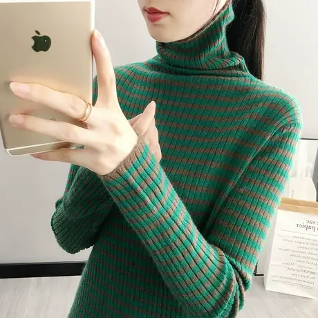 53132高领毛衣打底衫女士新款洋气内搭堆堆领宽松针织衫潮商品大图