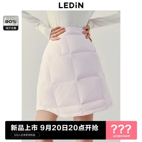 乐町甜美方格羽绒半身裙2023年秋冬新款A摆显瘦短裙保暖羽绒半裙图片