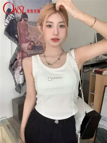 辣妹无袖打底多巴胺小背心内搭带胸垫美背女外穿短款上衣商品大图