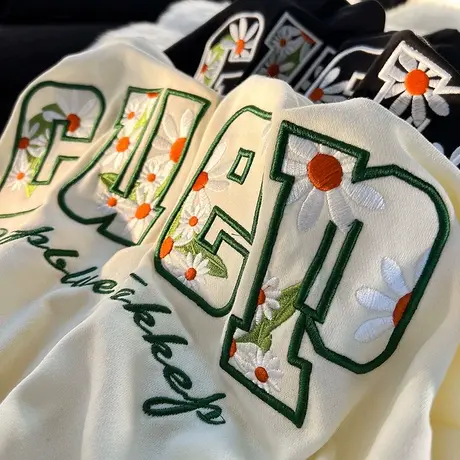 刺绣字母拉链开衫卫衣男宽松ins港风连帽外套潮流复古休闲上衣服商品大图