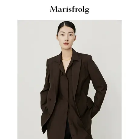【商场同款】玛丝菲尔秋季新款橡木棕色时尚百搭经典廓形西装商品大图