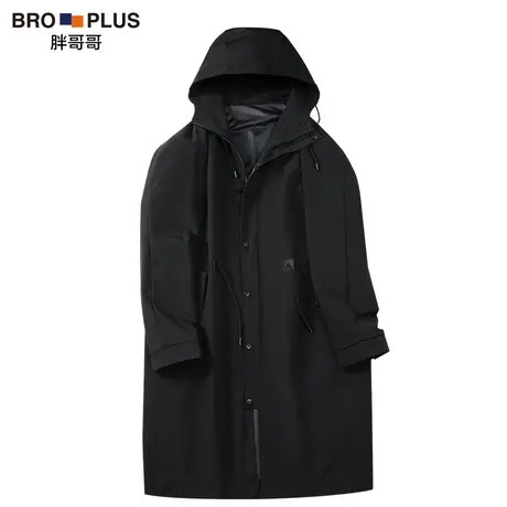 胖哥哥胖子风衣男中长款大码潮流春秋新款休闲男装加肥加大外套男商品大图