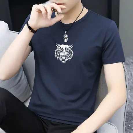 莫代尔短袖t恤男潮流夏季冰丝凉感速干半袖修身圆领上衣服体恤衫图片