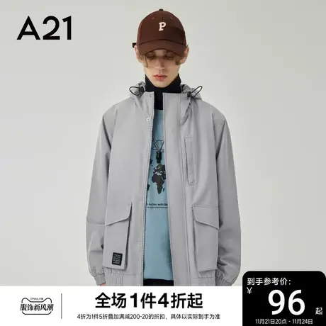 A21男装连帽外套男秋季情侣装衣服男士短款男生风衣潮牌秋装男款图片