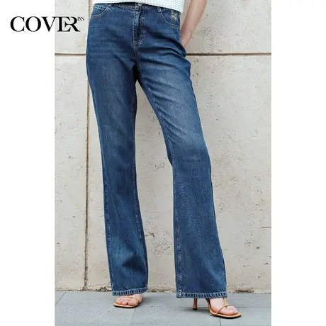 COVER夏季莱赛尔中高腰复古微喇牛仔裤商品大图
