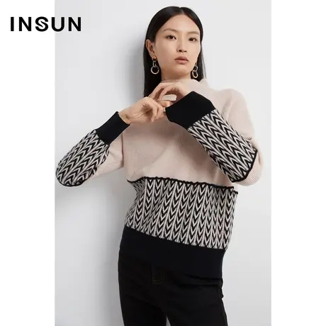 INSUN恩裳奥莱冬季绵羊毛保暖百搭毛针织衫商品大图