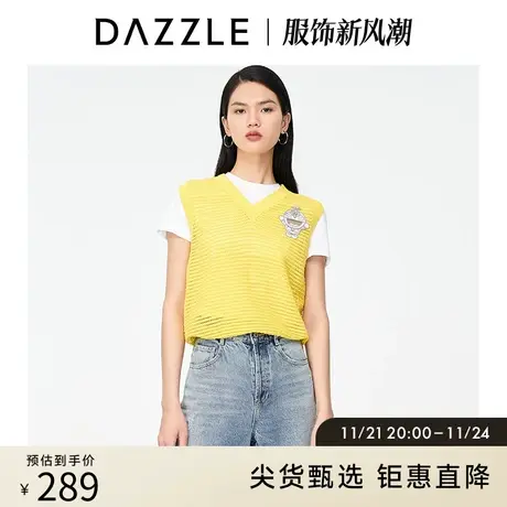 DAZZLE地素奥莱夏季哆啦A梦夹花针织背心女2D2E2211V商品大图