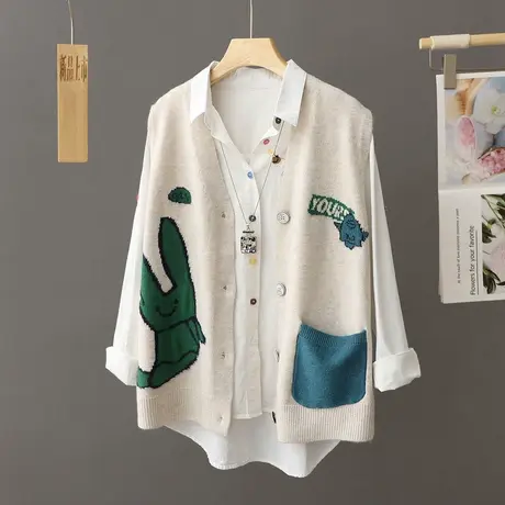 文艺针织马甲女外穿春秋2024年新款宽松V领开衫背心马夹外搭毛衣图片