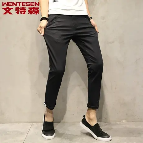 文特森春季男士休闲裤男九分裤韩版弹力修身青年新款9分潮流裤子商品大图