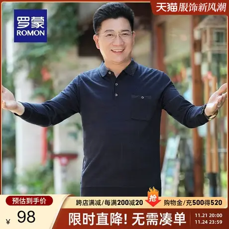 罗蒙中青年长袖针织衫男2023秋冬新款时尚百搭休闲翻领爸爸装毛衣商品大图