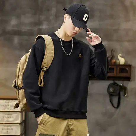 秋季男装百搭青少年重磅卫衣摇粒绒男士卫衣高档男士潮流休闲卫衣商品大图