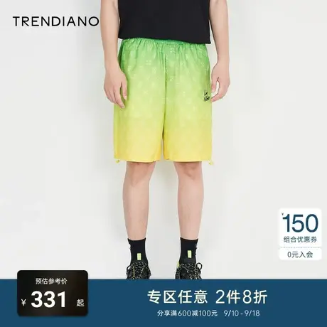TRENDIANO官方潮牌男装秋季新款渐变色梭织休闲运动短裤男士图片