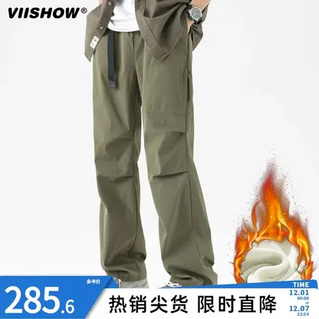 VIISHOW登山冲锋工装裤男加绒冬季潮牌直筒男生伞兵加厚休闲长裤商品大图
