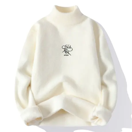 半高领毛衣男士秋冬季加绒加厚水貂绒针织打底衫内搭男款保暖衣服商品大图