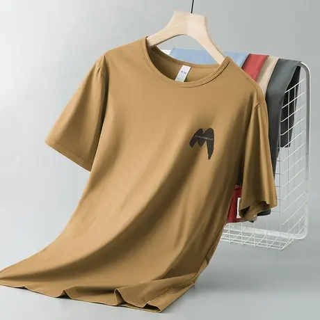 莫代尔短袖t恤男生圆领上衣服冰丝凉感速干体恤夏季潮流印花半袖商品大图