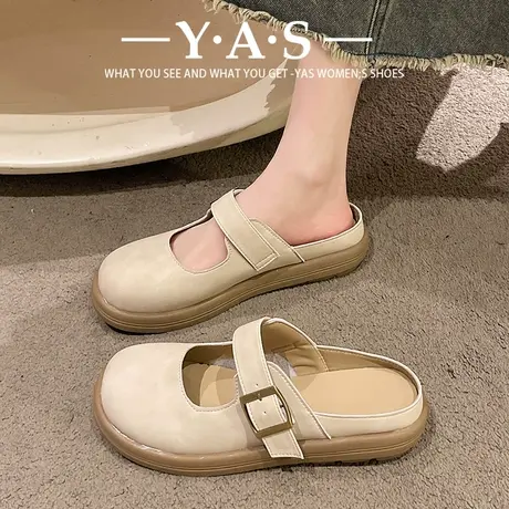 平底包头半拖鞋女春夏季外穿2024年新款半托单鞋女英伦风鞋拖女潮商品大图