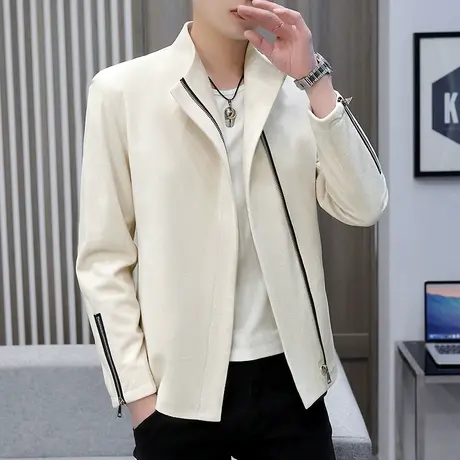 外套男装春秋季韩版夹克潮流短款鹿皮绒上衣服男痞帅ins百搭春装商品大图