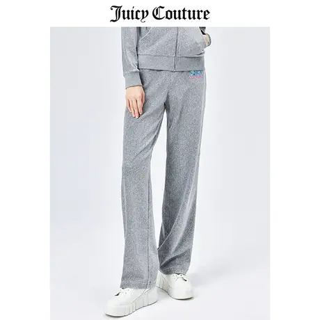 Juicy Couture橘滋休闲裤女美式春季新款天鹅绒抽条阔腿直筒裤女商品大图