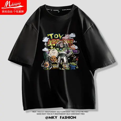 卡通玩具总动员巴斯光年短袖t恤男夏季纯棉宽松设计感小众半袖衫商品大图