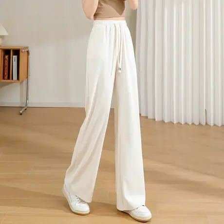 时尚气质休闲长裤2023新款女士简约高腰显瘦通勤直筒裤图片