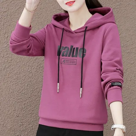 连帽卫衣女秋冬2023年新款时尚休闲连帽运动服上衣棉质长袖外套潮商品大图