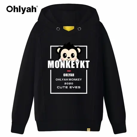Ohlyah品牌2023春秋新品英文卡通韩版连帽衫卫衣女装情侣学生宽松商品大图