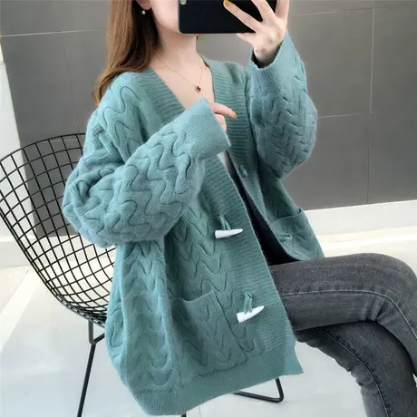 小清新毛衣宽松外穿针织开衫女秋季新款宽松韩版日系外套百搭图片