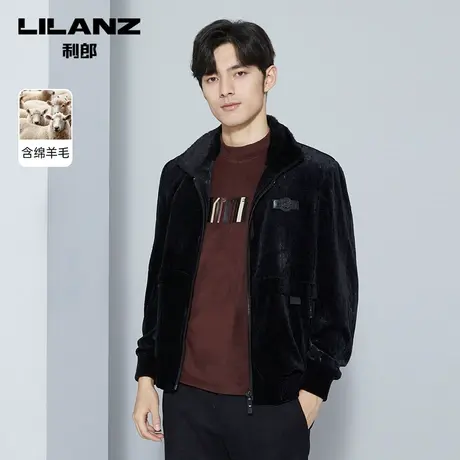 【绵羊毛】利郎官方大衣男士时尚修身翻领短款冬夹克毛呢外套图片