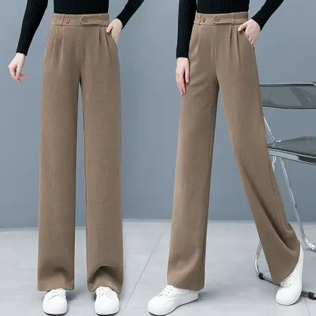 超长阔腿裤秋季高腰休闲拖地长裤2023新款宽松高个子垂感直筒裤子图片