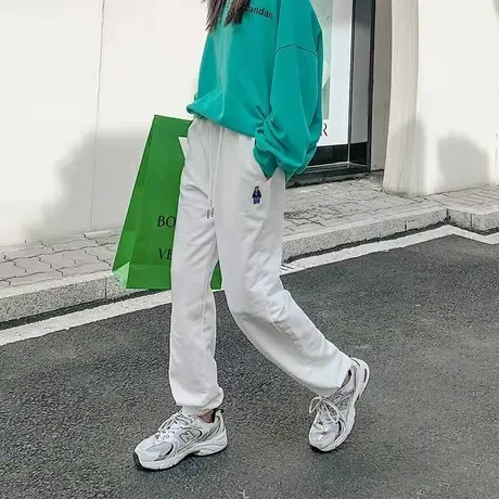 哈伦裤子女春秋宽松设计感小众直筒显瘦卫裤休闲运动束脚裤潮ins图片