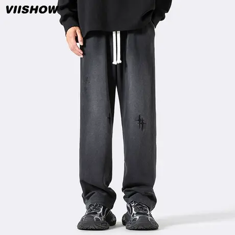 VIISHOW牛仔裤男士2023新款春秋宽松直筒阔腿裤美式高街潮牌裤子商品大图