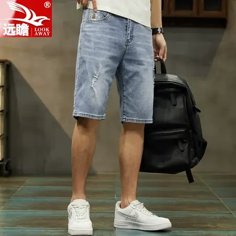 破洞牛仔短裤男夏季五分裤子男2023新款潮流男士直筒薄款休闲中裤商品大图