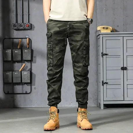 工装裤潮流男士大码裤子宽松纯色束脚裤男百搭男款长裤百搭工装裤图片