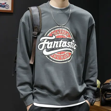 重磅卫衣男春秋潮ins潮牌字母宽松大码2023新款圆领上衣长袖秋冬商品大图