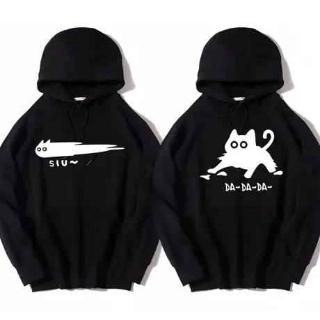 秀洛修猫修勾小猫小狗情侣装连帽套头卫衣男衣服秋冬加绒宽松外套商品大图