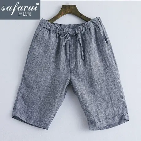 亚麻短裤男大码夏季薄款运动五分男士休闲裤宽松直筒麻料男装裤子商品大图