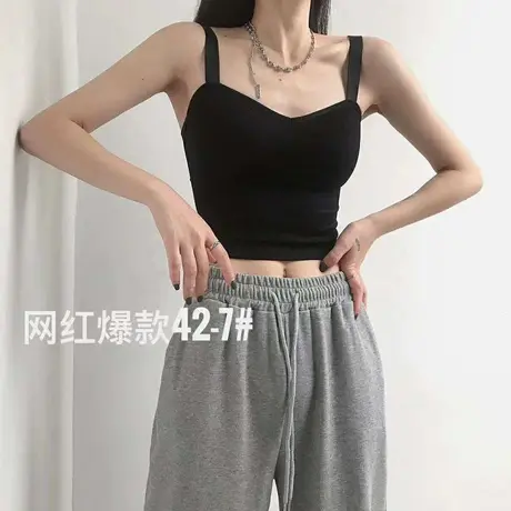 小吊带背心女夏外穿网红爆款美背内衣交叉带胸垫性感针织打底上衣图片