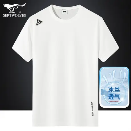 七匹狼狼族部落冰丝薄款短袖t恤衫2023夏季男士户外T运动宽松上衣图片