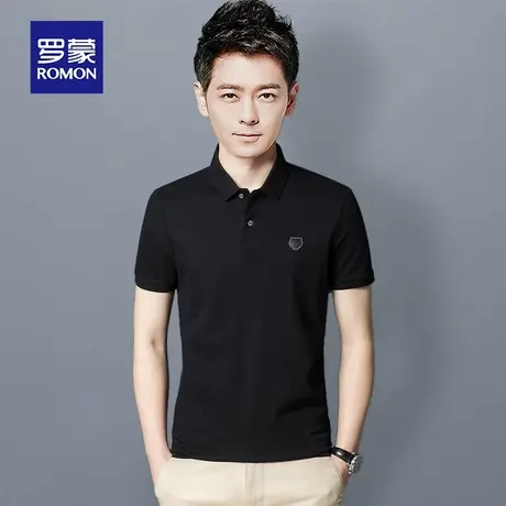 罗蒙男士短袖翻领T恤2023夏季新款潮流百搭时尚POLO衫男休闲上衣t商品大图