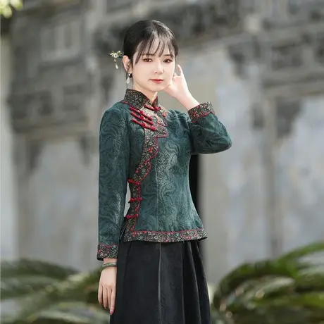 筠雅春季新款唐装女中国风改良上衣收腰显瘦百搭新中式女装24J138图片