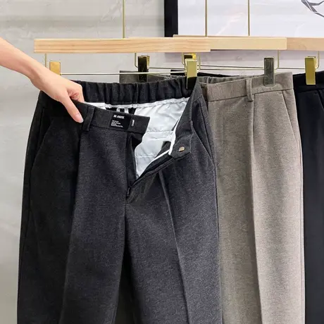 毛呢西裤男直筒商务休闲裤2023秋冬季新款韩版加厚修身呢料裤子潮商品大图