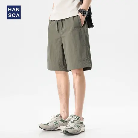 hansca户外防水皱感尼龙轻薄冰丝五分裤男款夏季透气凉感休闲短裤商品大图