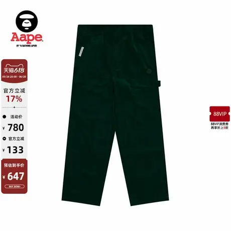 Aape旗舰店男装猿人徽章潮流休闲宽松灯芯绒休闲长裤A660NXL商品大图