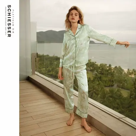 SCHIESSER舒雅铂雅25年春夏新品女士含桑蚕丝亲肤睡衣家居服套装图片