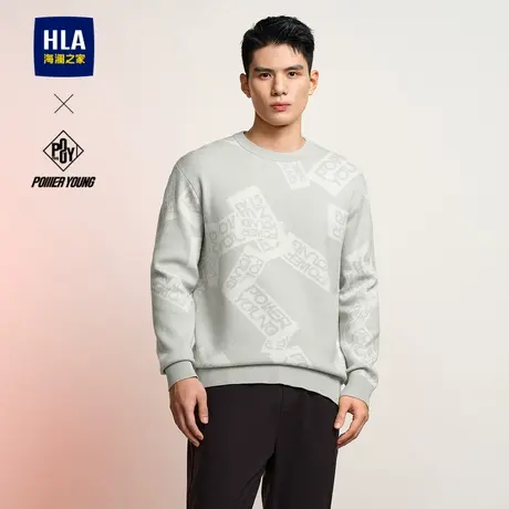 HLA/海澜之家POWER YOUNG休闲长袖针织衫24秋季新满身提花毛衣男图片