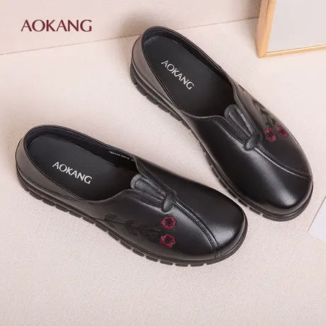 奥康 女鞋2026春季新款真皮休闲中老年妈妈鞋软底不累脚单鞋N图片