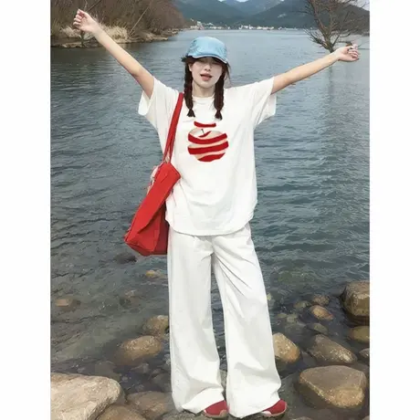 白色短袖t恤女2025新款爆款夏季纯棉半袖宽松独特绝美夏季小上衣图片