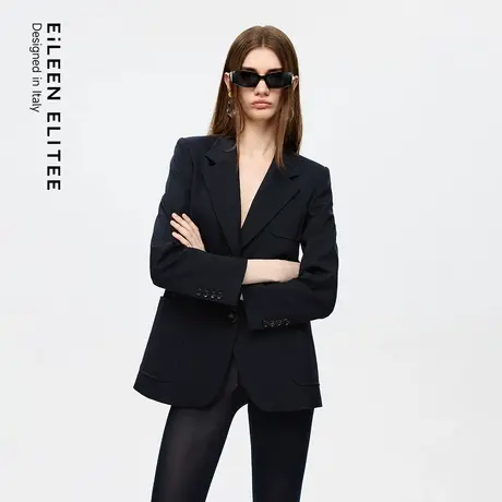 朗姿欧洲EiLEEN ELITEE藏蓝色羊毛商务西装外套2025年秋季新款图片