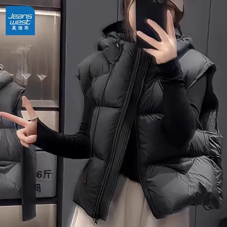 GL真维斯连帽马甲棉服女2025新款秋冬季小个子潮流宽松坎肩外套女图片